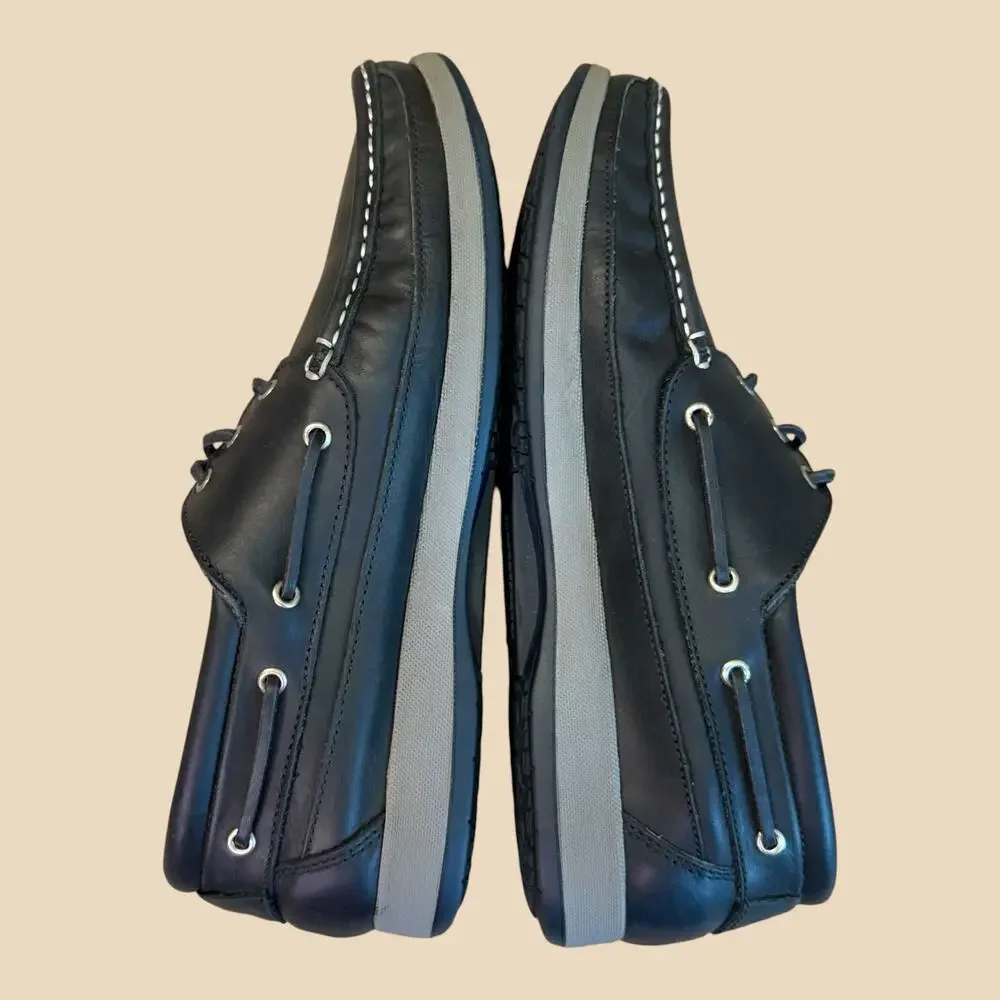 Dubarry of Ireland Mens Leather Deck Boat Shoes EU44 US10.5 Atlantic Navy Black